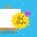 Art studio design interior colorful vector illustration. Royalty Free Stock Photo