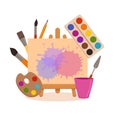 Art studio design interior colorful vector illustration. Royalty Free Stock Photo