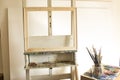 Art Studio with an Easel and Blank Canvases Royalty Free Stock Photo