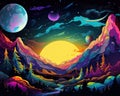 The art style of the Psychedelic Space banner template is similar to the art style of the Manga line.