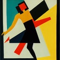 Art in the style of Suprematism. Woman dances