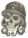 Art Sugar Girl Skull Day of the dead. Royalty Free Stock Photo