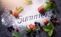 Art summer food background; sweet summer fresh juice fruit