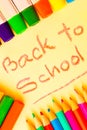 Art supplies framing the words BACK TO SCHOOL Royalty Free Stock Photo