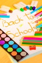 Art supplies framing the words BACK TO SCHOOL Royalty Free Stock Photo