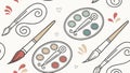 Art Supplies and Paint Palette Seamless Pattern, vector design Generative AI Royalty Free Stock Photo