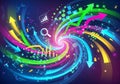 Art with swirling patterns, featuring arrows and data visualizatio Royalty Free Stock Photo