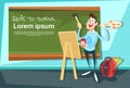 Art Teacher Over Class Board Back To School Education Banner Royalty Free Stock Photo