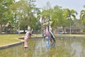 Art Thai statue is in the pool At Sunthorn Phu memorail