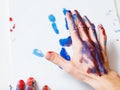 Art therapy hand print recreation painting hobby