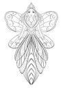 Art therapy coloring page illustration of a flower fairy queen