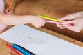 Art therapy kid girl pencil drawing painting hobby