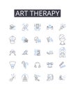 Art therapy line icons collection. Music therapy, Play therapy, Drama therapy, Movement therapy, Narrative therapy Royalty Free Stock Photo