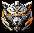 tiger robot head mascot logo design