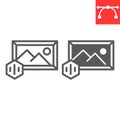 Art to NFT line and glyph icon, unique token and picture with nft, non fungible token vector icon, vector graphics Royalty Free Stock Photo