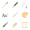 Art tools icons set, cartoon style Royalty Free Stock Photo