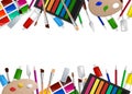 Art tools and materials frame, vector illustration Royalty Free Stock Photo