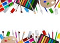 Art tools and materials frame, vector illustration