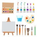 Art tools and materials for painting and creature for artist. Royalty Free Stock Photo