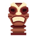 Art totem wood icon cartoon vector. Angry statue