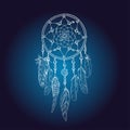 Art of traditional indian dream catcher. Vector illustration. Variation on dark background. Royalty Free Stock Photo