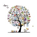 Art tree with baby toys for your design Royalty Free Stock Photo