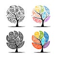 Art tree design with 7 petal days of week Royalty Free Stock Photo