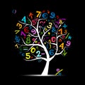 Art tree with math symbols for your design Royalty Free Stock Photo