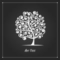 Art tree for your design on black background Royalty Free Stock Photo