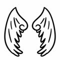 two angel wings cartoon on white background , illustration Royalty Free Stock Photo