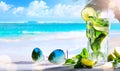 Vacation drims; summer tropical beach wine bar; mojito cocktail Royalty Free Stock Photo