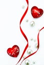 Art Valentine Day card red ribbon and love Royalty Free Stock Photo