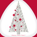 Art vector graphic illustration of digital Christmas tree made u