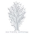 Art vector illustration of digital tree made using lines mesh as branches.