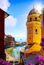 art View of Romantic Seascape in Vernazza, Cinque Terre, Liguria Italy Europe.