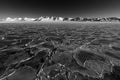 Art view on winter Arctic. White snowy mountain, blue glacier Svalbard, Norway. Ice in ocean. Iceberg in North pole. Global warmin Royalty Free Stock Photo