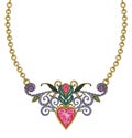 Art Vintage mix Heart Necklace Jewelry.