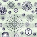 Art vintage stylized geometric flowers seamless pattern, monochr Royalty Free Stock Photo