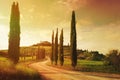 Art Vintage Tuscany countryside landscape Royalty Free Stock Photo