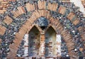 The art wall with the mascaron in Arkadia park in Poland Royalty Free Stock Photo