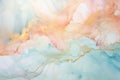 art wallpaper with blue pink peach and gold paint, delicate watercolor, fluid acrylics marble,