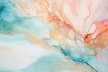 art wallpaper with blue pink peach and gold paint, delicate watercolor, fluid acrylics marble,