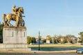 The Art of War and the Art of Peace Bronze Statues in Lincoln Memorial Circle, Washington DC, USA, on a Sunny Day Royalty Free Stock Photo