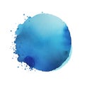 Art watercolor blue circle paint blotch isolated on white background for Valentine day or wedding clipping path. Transparent png.