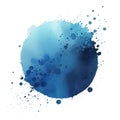 Art watercolor blue circle paint blotch isolated on white background for Valentine day or wedding clipping path. Transparent png.