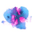 Art watercolor ink paint blue, pink blob
