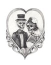 Art Wedding Skulls Day of the dead.