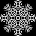 Art White Floral Seamless Symmetric Pattern On Black Background