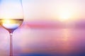 Art white wine on the summer sea background Royalty Free Stock Photo