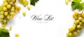 Art wine list background; sweet white grapes and leaf Royalty Free Stock Photo